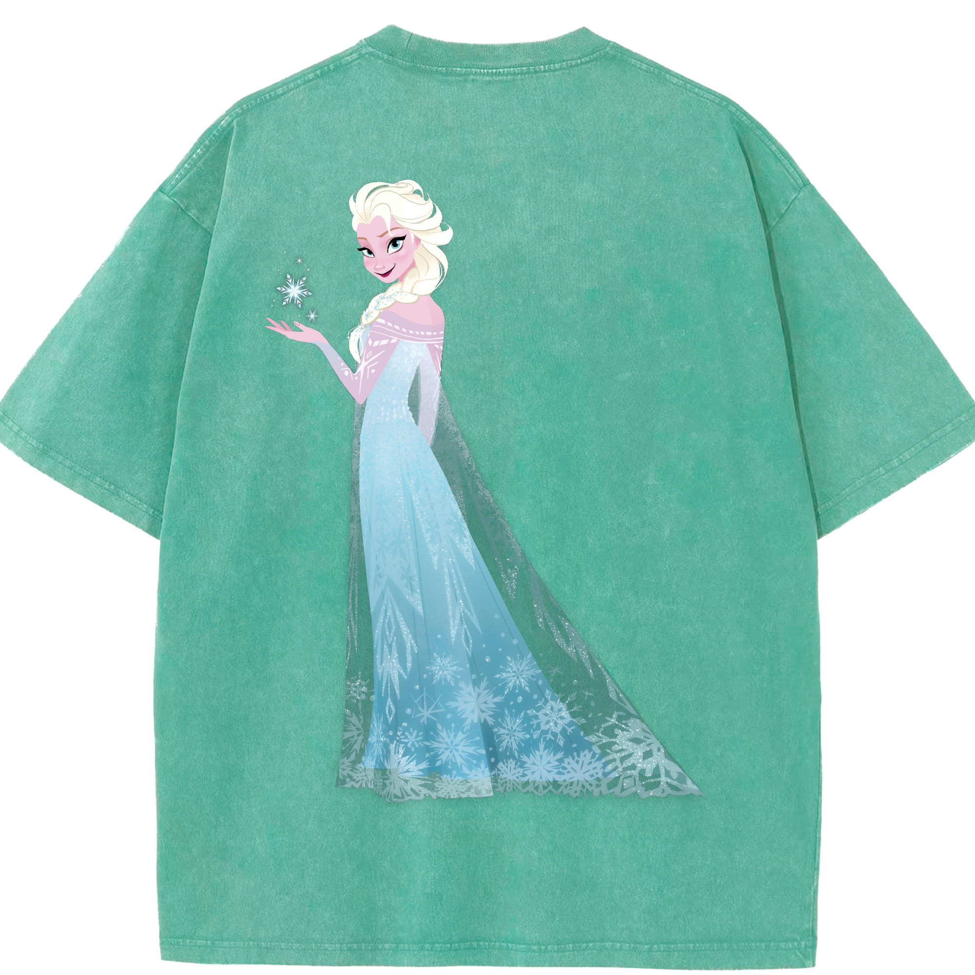（画像用） アナと雪の女王 アンナ エルサ Frozen Anna Elsa 綿100% ヴィンテージ風 半袖Tシャツ（背面プリント）